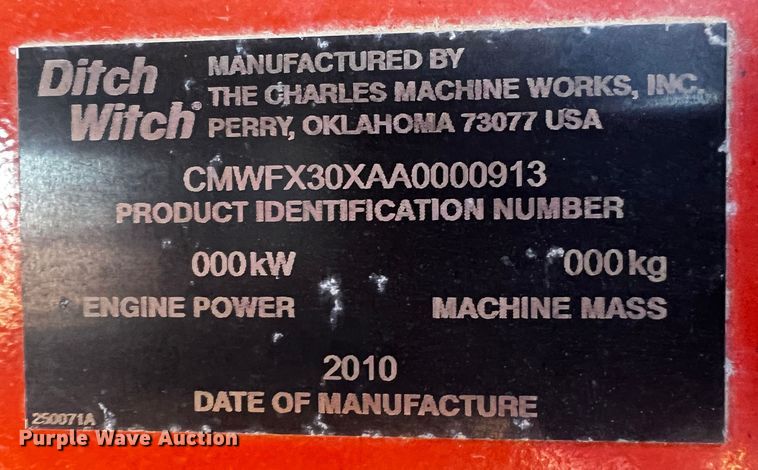 image for item DQ1894 2010 Ditch Witch FX30  vacuum excavator