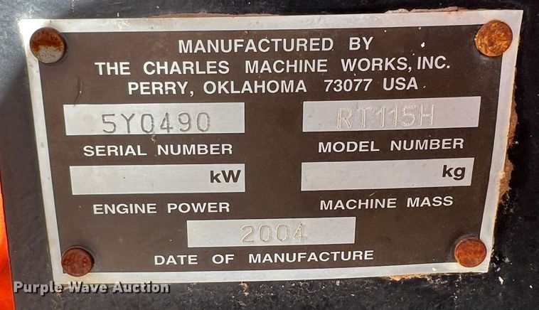 image for item DQ1921 2004 Ditch Witch RT115H  trencher