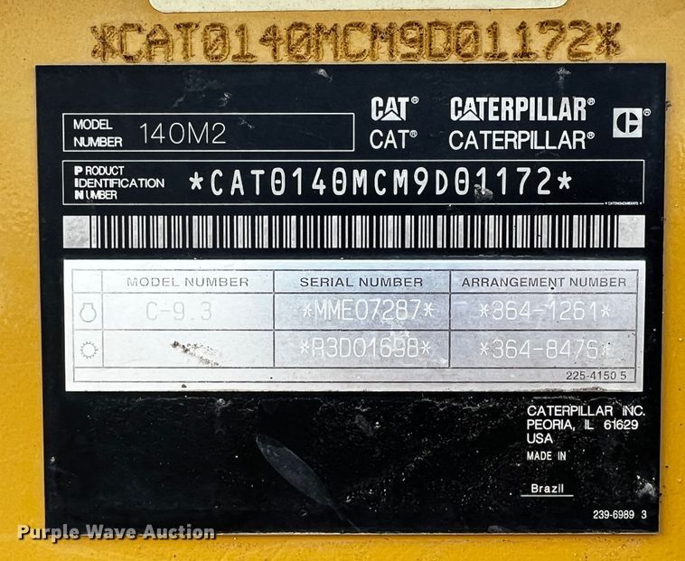 image for item DQ1932 2012 Caterpillar 140M2 VHP Plus  motor grader