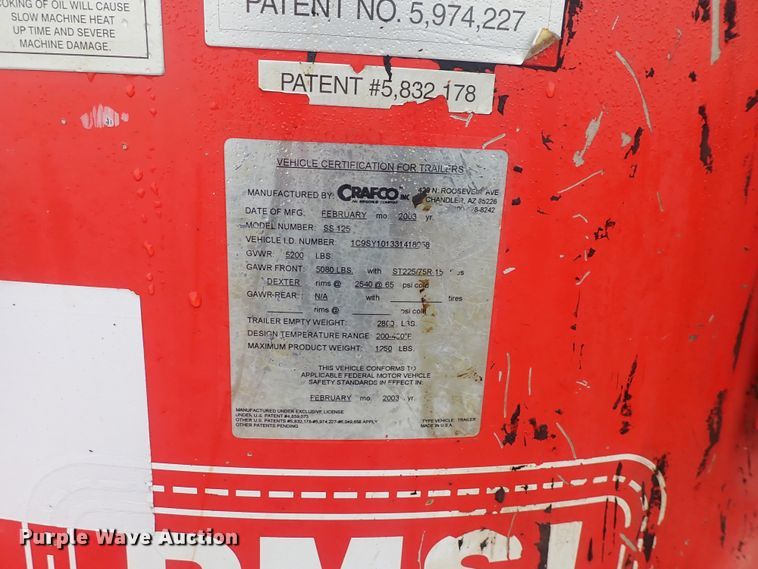 image for item DQ5049 2003 Crafco SS125  melter applicator