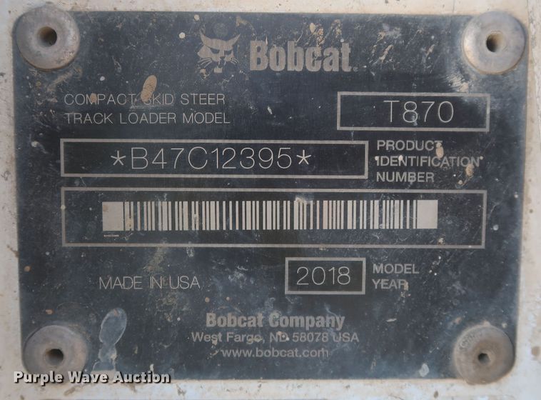 image for item DR6755 2018 Bobcat T870  tracked skid steer loader