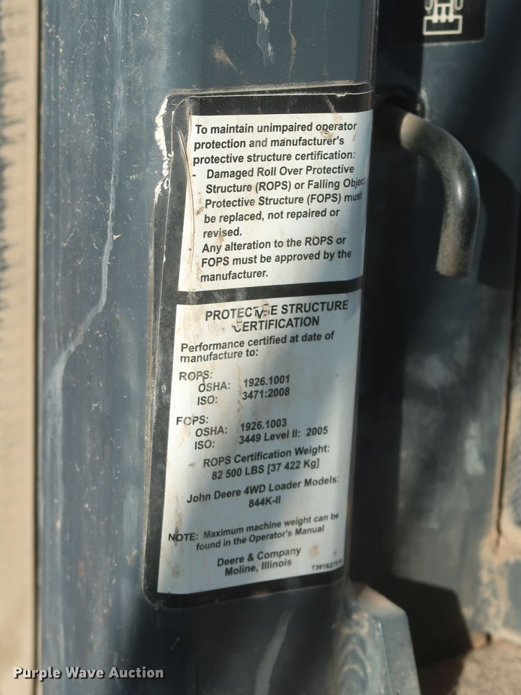 image for item DR6761 2014 John Deere 844K  wheel loader