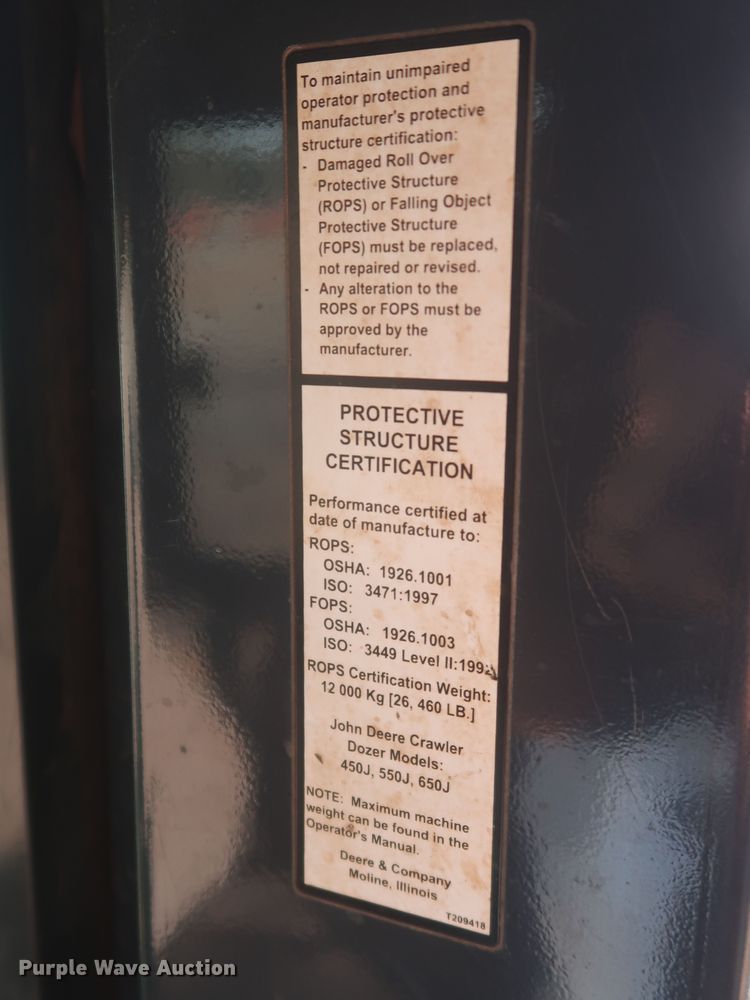 image for item DR6764 2007 John Deere 650J XLT  dozer