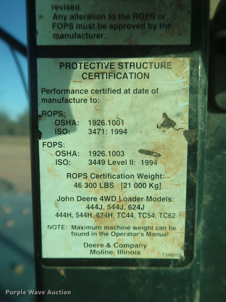 image for item DR6782 2006 John Deere 544J  wheel loader