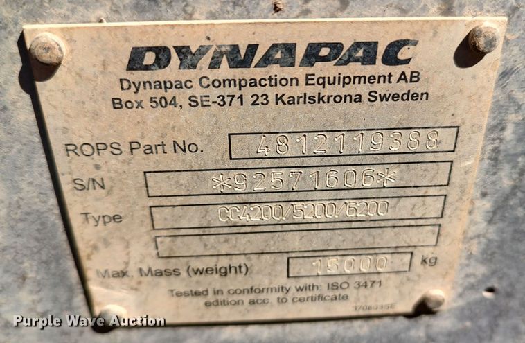 image for item DR6797 2017 Dynapac CC6200  double drum vibratory roller