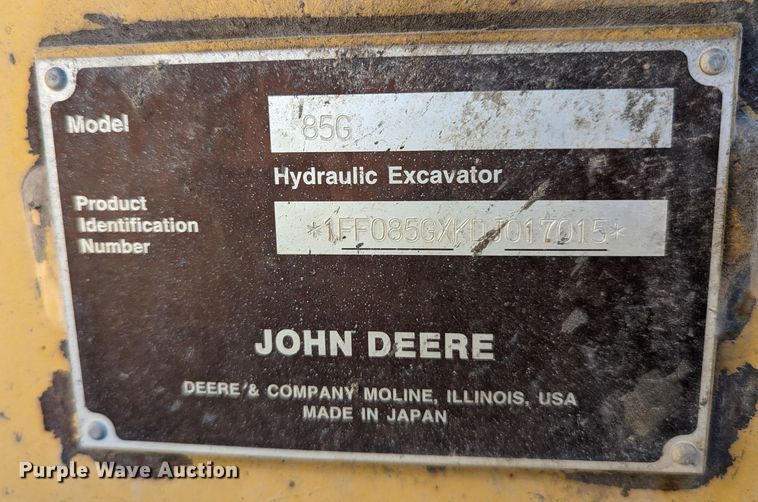 image for item DR6800 2013 John Deere 85G mini excavator