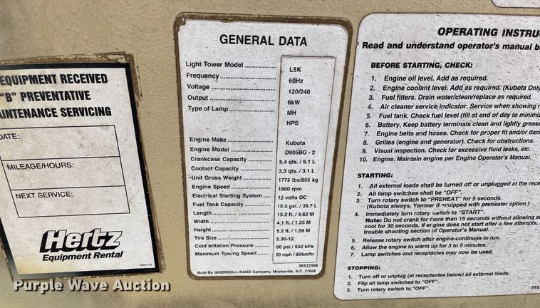 image for item DR7369 Ingersoll Rand  light plant