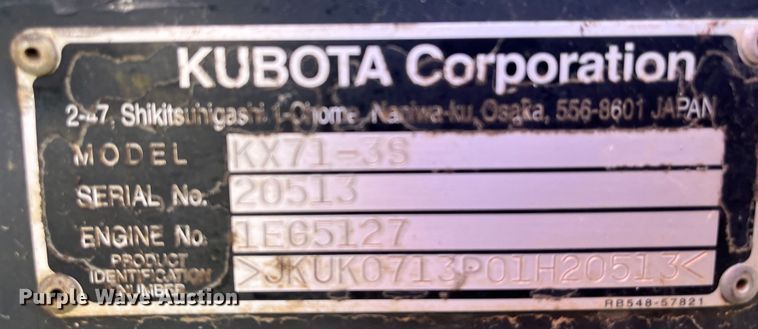 image for item DR7370 2014 Kubota KX71-3  mini excavator