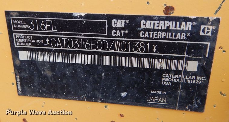 image for item DS6306 2014 Caterpillar 316EL  excavator