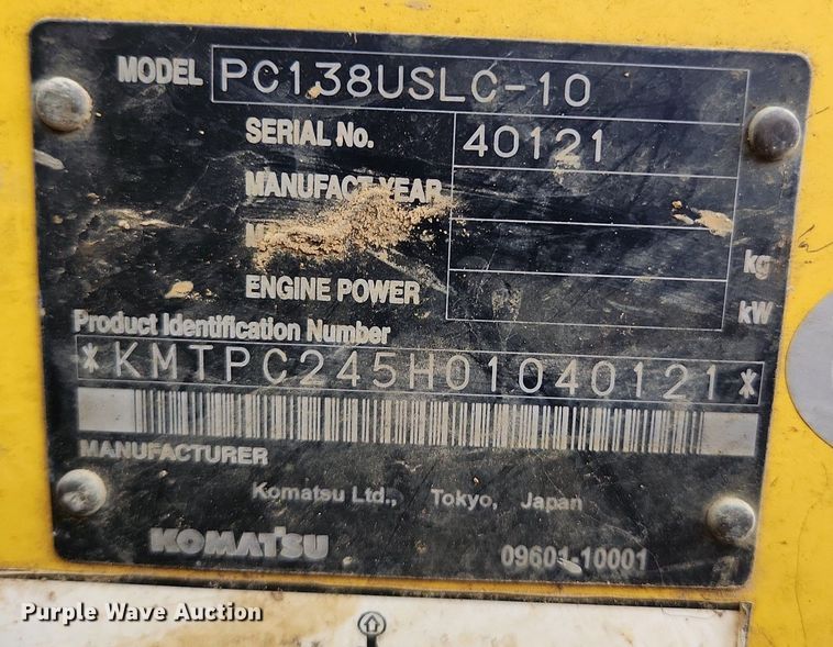 image for item EA9436 2013 Komatsu PC138USLC-10  excavator