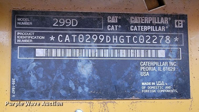 image for item HG9354 2015 Caterpillar 299D  tracked skid steer loader