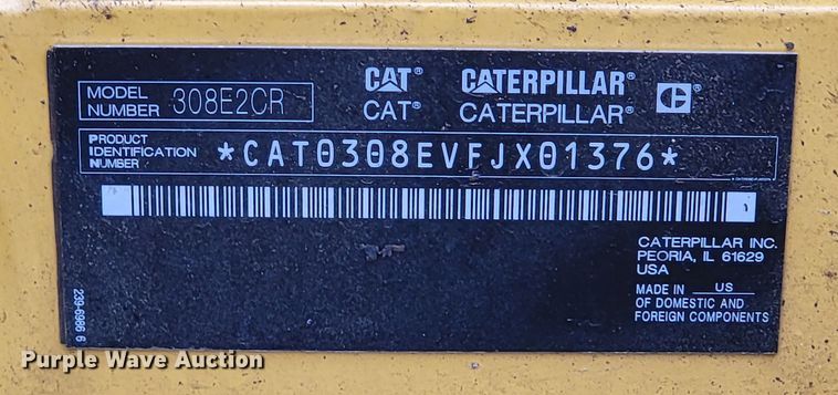 image for item HG9356 2014 Caterpillar 308E2 CR  mini excavator