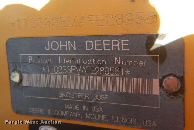 image for item HQ9533 2016 John Deere 333E  tracked skid steer loader