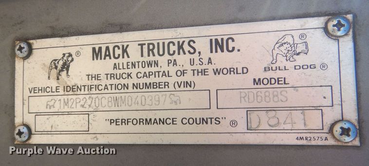 image for item HQ9540 1998 Mack RD600  dump truck