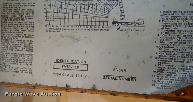 image for item HQ9543 1973 Grove TM375  crane