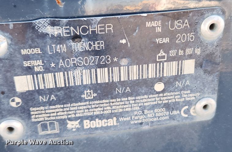 image for item JB9677 2015 Bobcat LT414  skid steer trencher