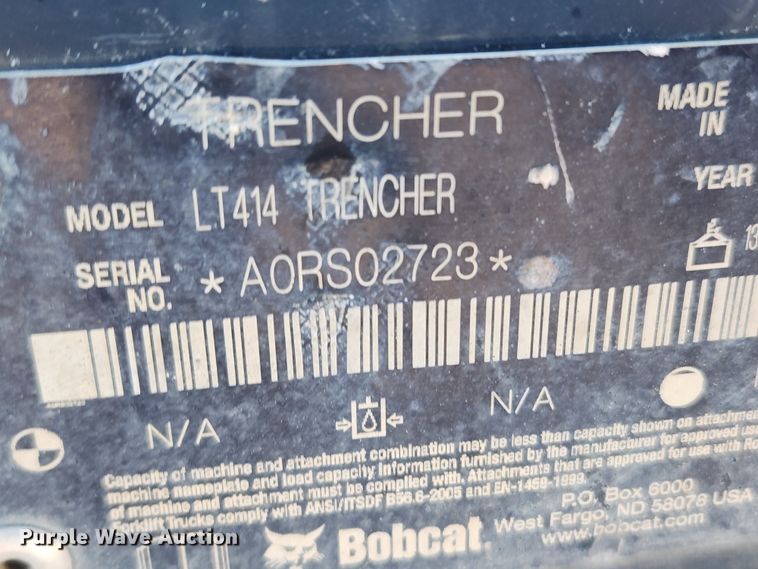 image for item JB9677 2015 Bobcat LT414  skid steer trencher