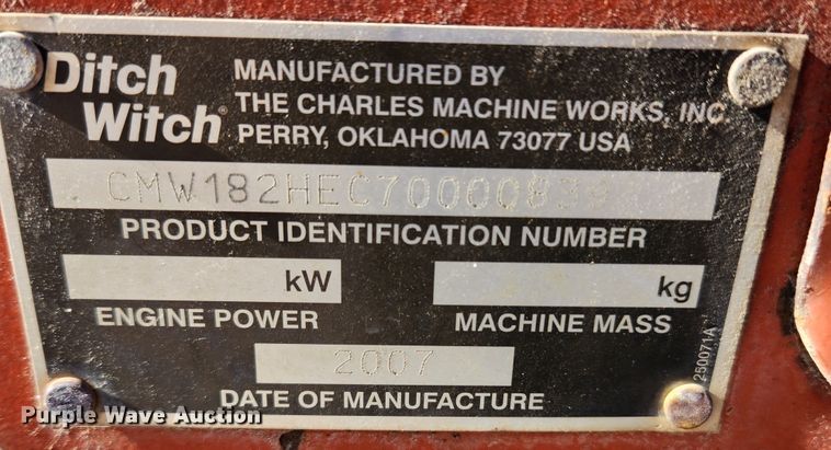 image for item JB9689 2007 Ditch Witch 1820  trencher