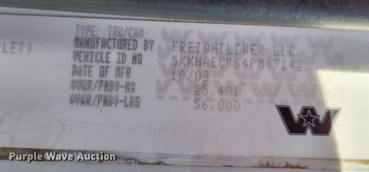 image for item JB9699 2004 Western Star 4900FA  dump truck