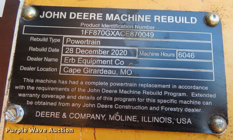 image for item JC9271 2014 John Deere 870G LC  excavator