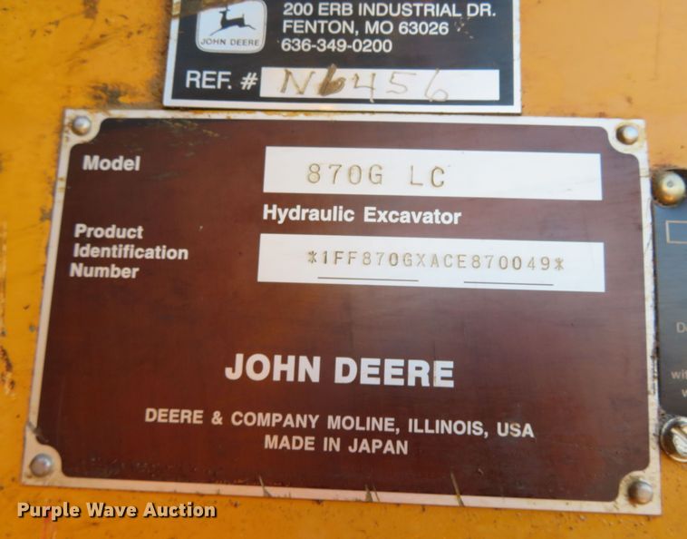 image for item JC9271 2014 John Deere 870G LC  excavator