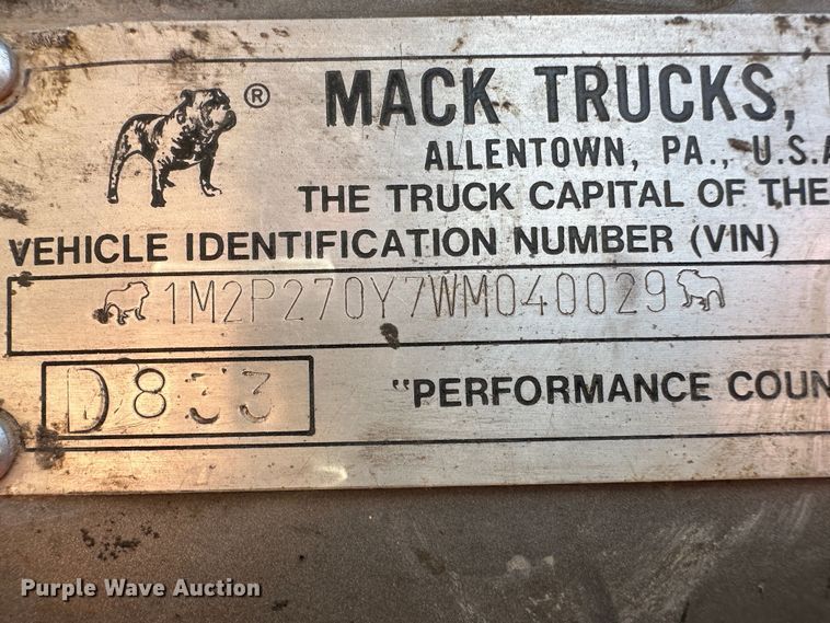 image for item JD9682 1998 Mack RD688S dump truck