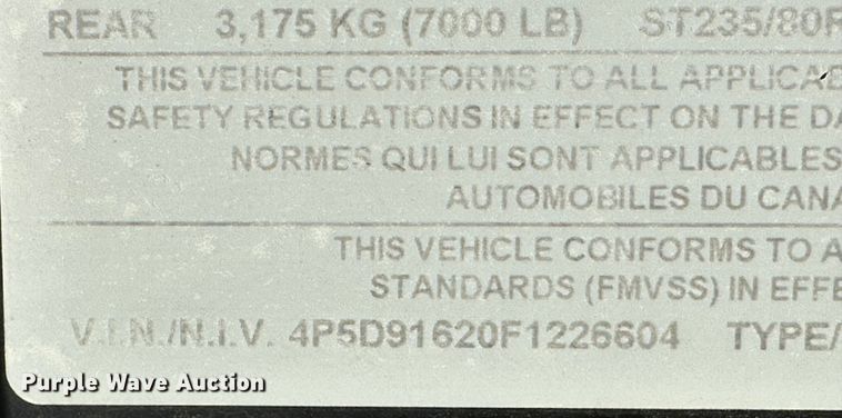 image for item JD9768 2015 PJ D9162  dump trailer