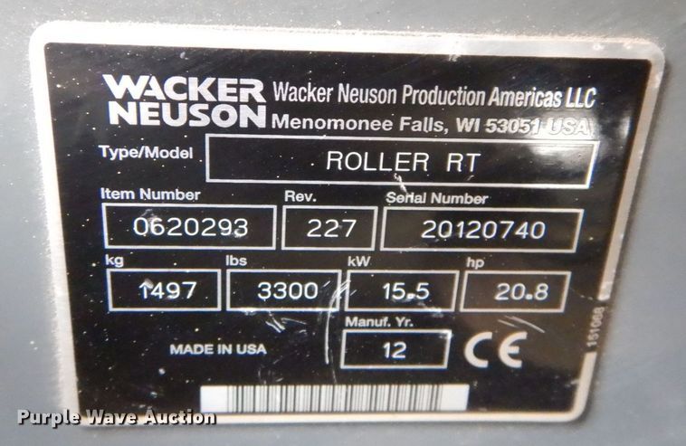 image for item JK9088 2012 Wacker Neuson RT  trench compactor