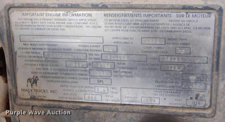 image for item JL9753 1995 Mack RD690S  dump truck