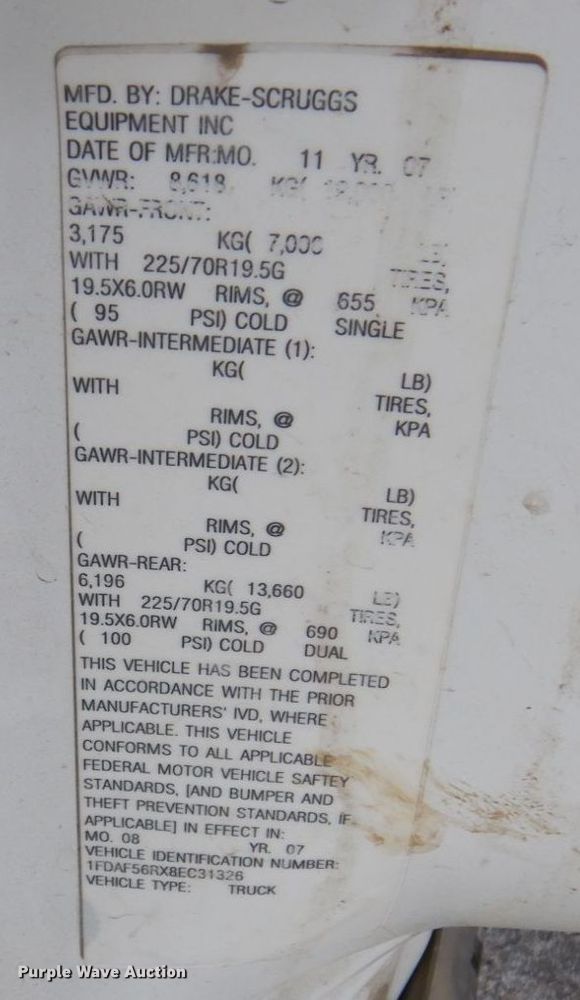 image for item JL9764 2008 Ford F550 Super Duty XL  utility / service truck