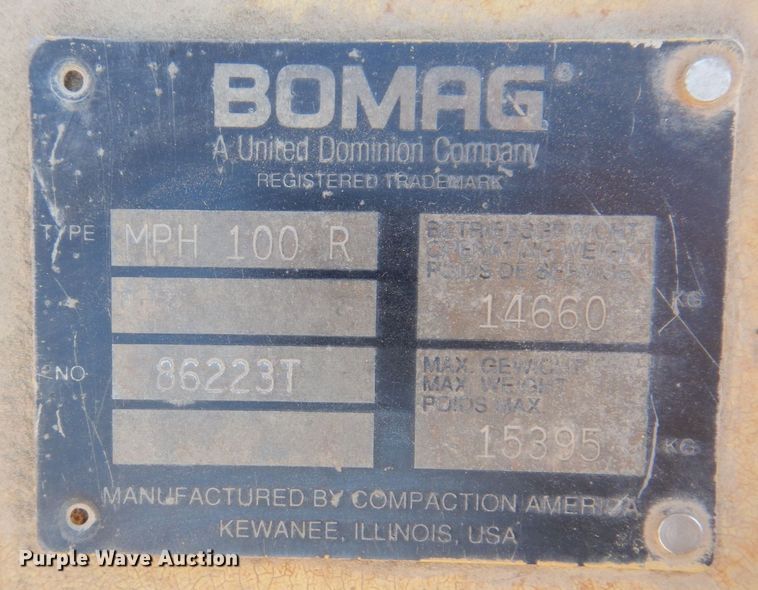 image for item JL9766 1996 Bomag MPH100R  soil stabilizer / recycler