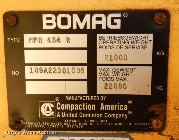 image for item JL9767 2002 Bomag MPH454R  FWA soil stabilizer / recycler