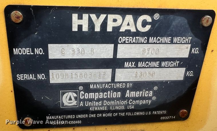 image for item JU9729 2000 Hypac C330B  double drum roller