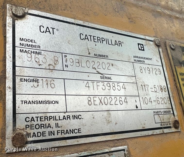 image for item JU9754 1997 Caterpillar 963B  track loader