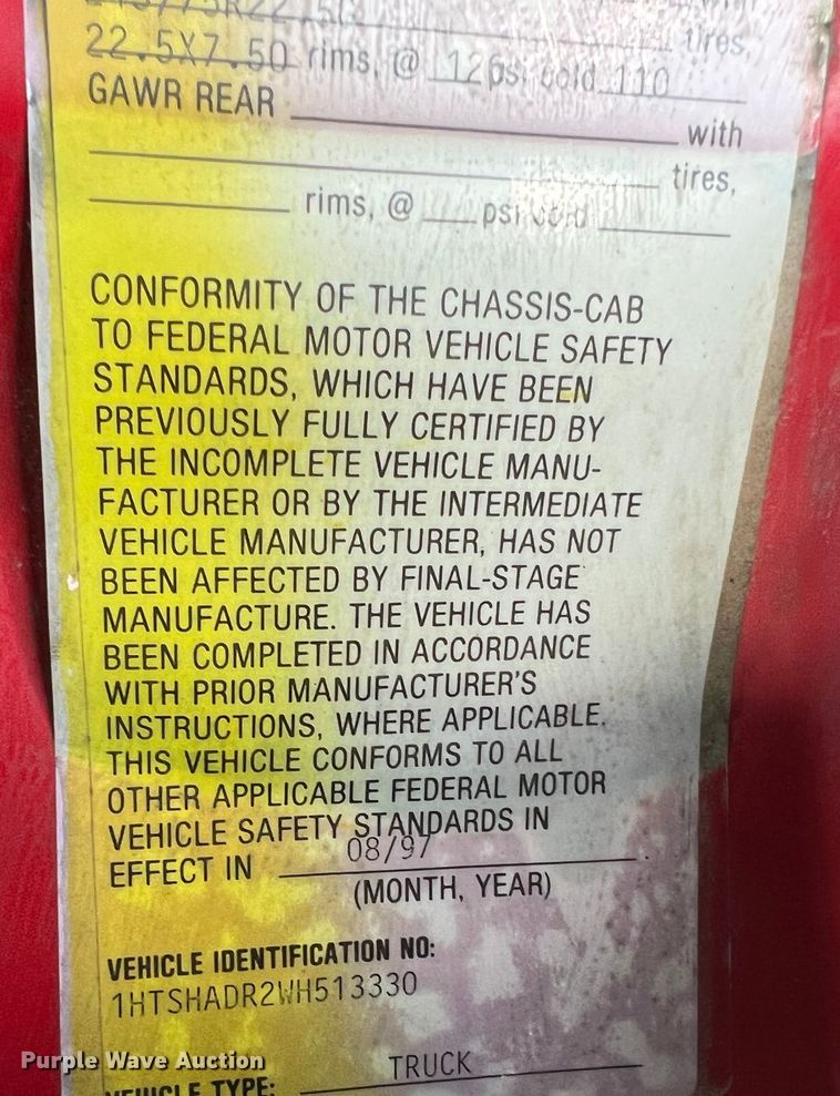 image for item JU9785 1998 International 4900  dump truck