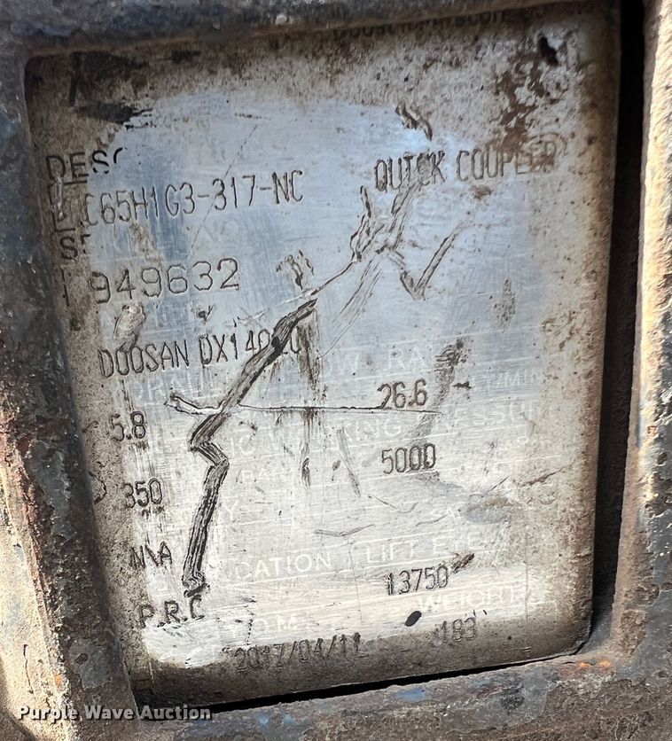 image for item JU9861 2017 Doosan DX140LCR-5  excavator