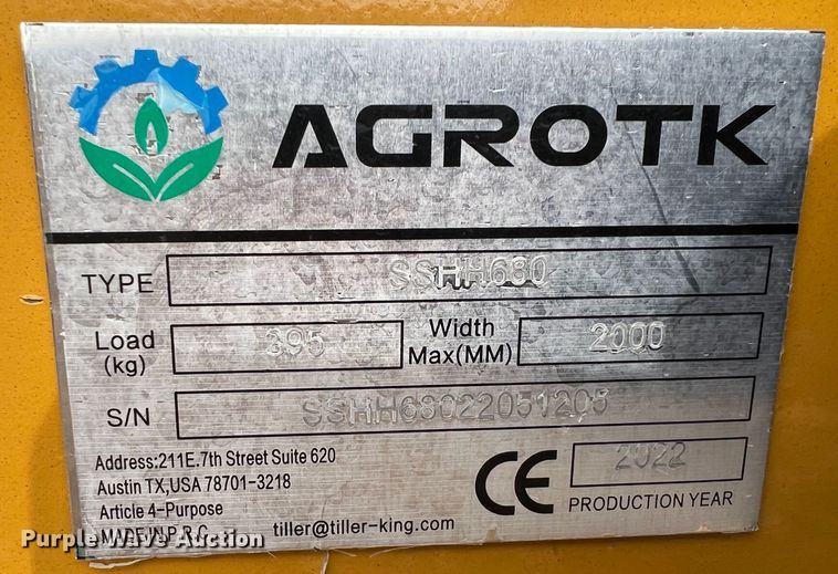 image for item JV9482 2022 Agrotk SSHH680  skid steer breaker