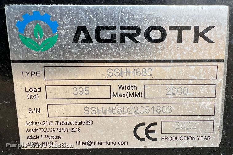 image for item JV9483 2022 Agrotk SSHH680  skid steer breaker