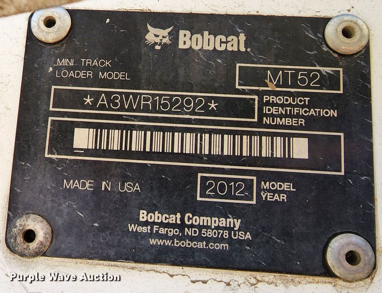 image for item JW9947 2012 Bobcat MT52  compact utility loader