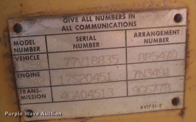 image for item JX9230 1984 Caterpillar D8K  crawler tractor