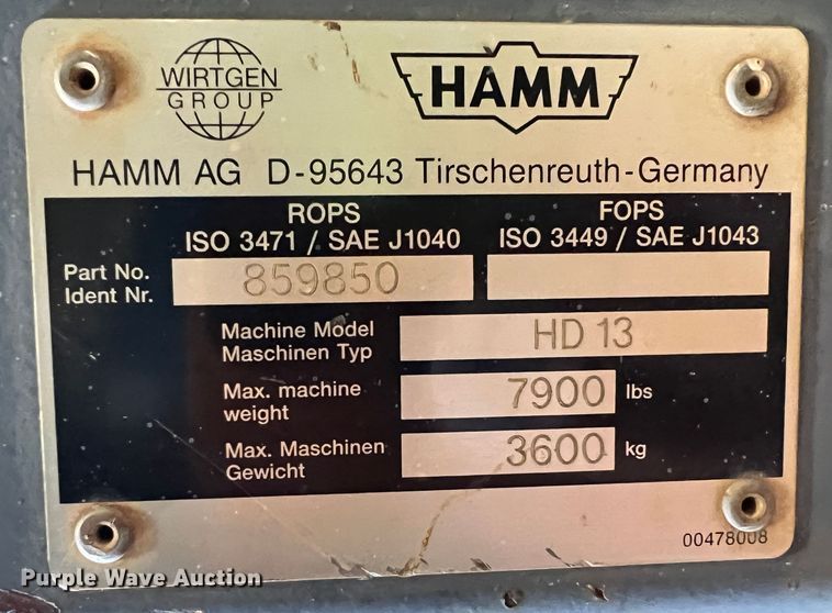 image for item KF9715 2004 Hamm HD13  double drum vibratory roller