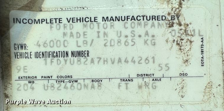 image for item KF9861 1987 Ford L8000  dump truck