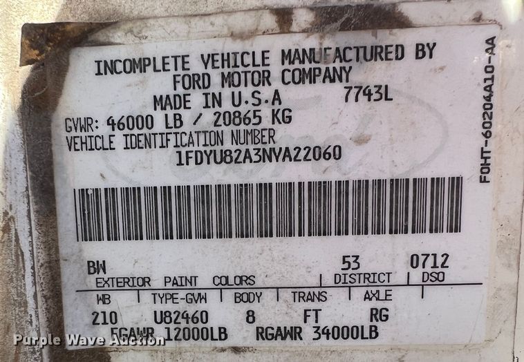 image for item KF9863 1992 Ford L8000  dump truck