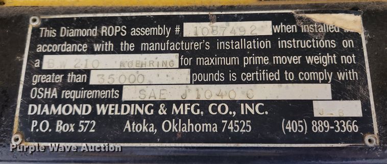 image for item KT9576 Bomag BW210PD  single drum vibratory roller