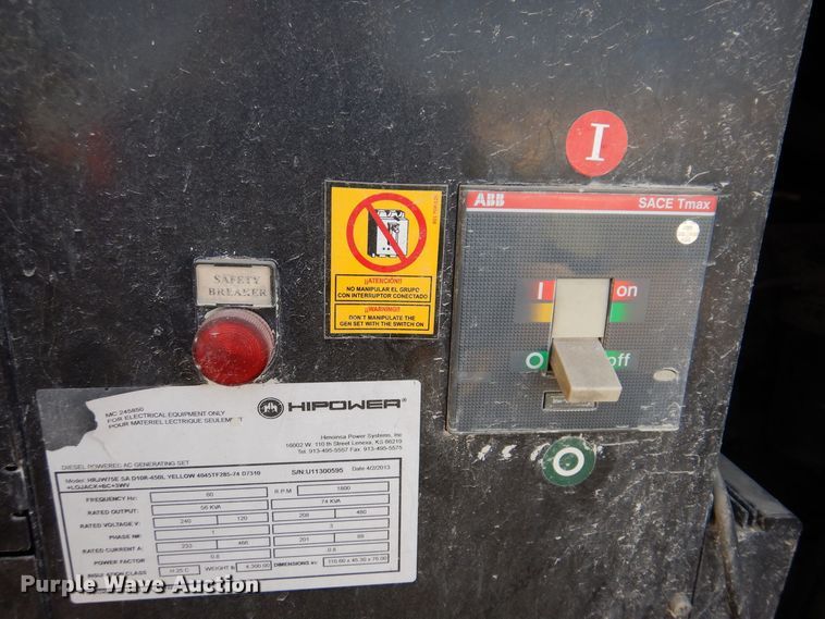 image for item KW9632 2013 Hipower 75  generator