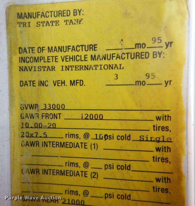 image for item KW9636 1995 International 4900  dump truck