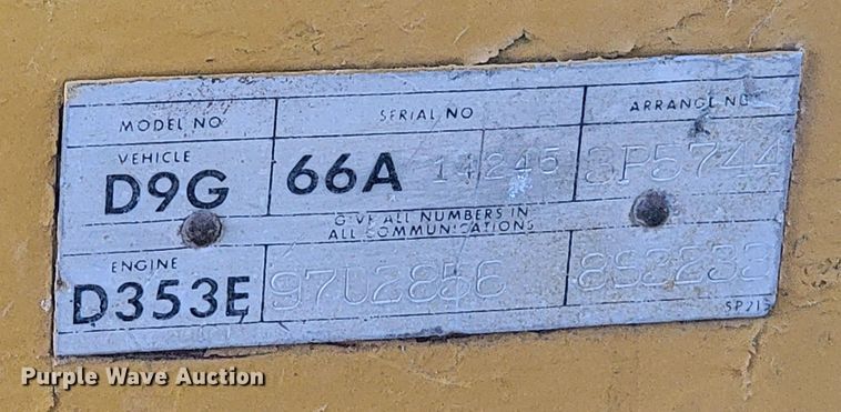image for item ME9543 1973 Caterpillar D9G  dozer