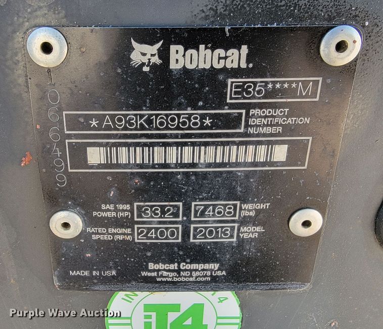 image for item ME9616 2013 Bobcat E35  mini excavator