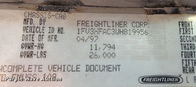 image for item ME9619 1998 Freightliner FL70  dump flatbed truck