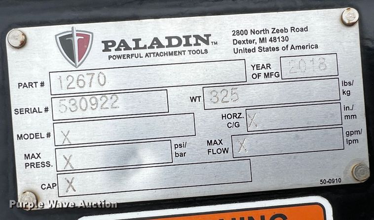 image for item MF9795 2018 Bradco 12670  backhoe to skid steer adapter